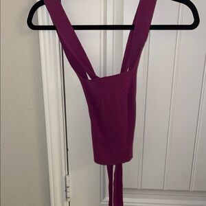 Purple Knit Crop Top size s ties in the back